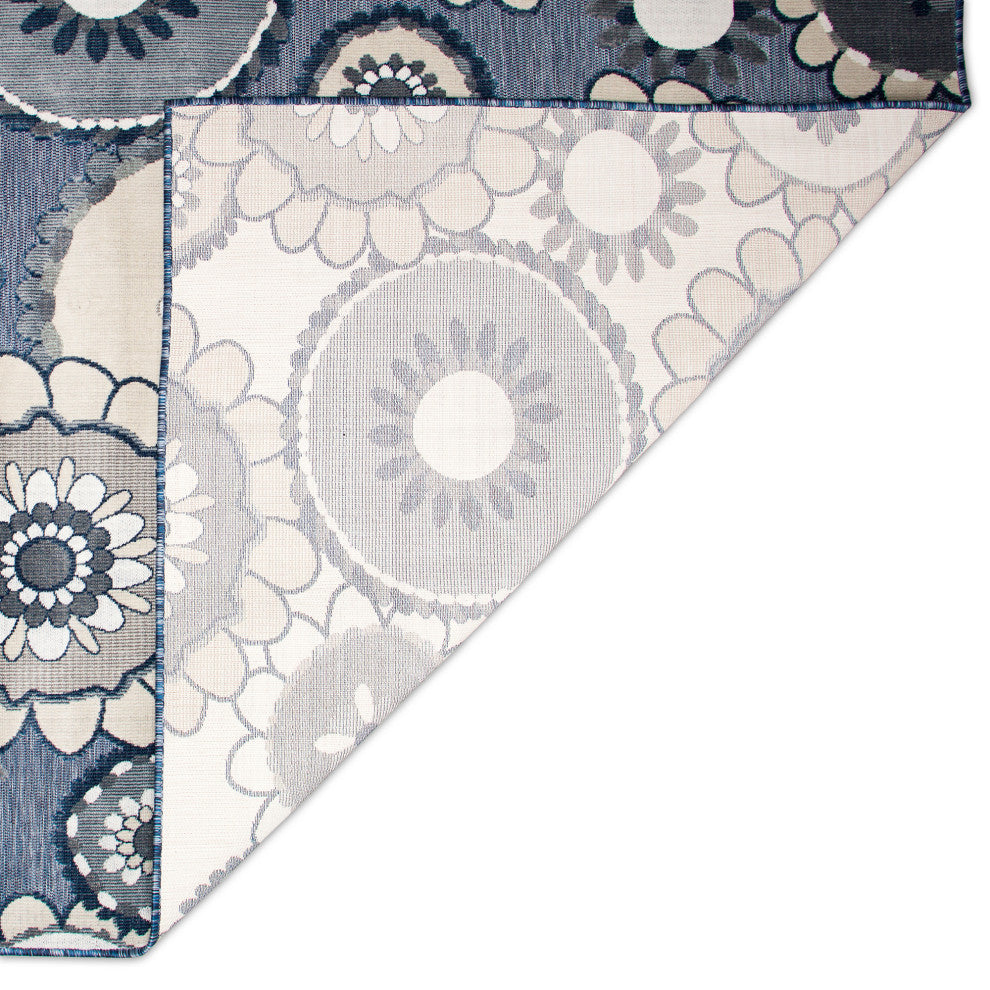 Canyon Disco Indoor/Outdoor Rug Navy 7'8" Round