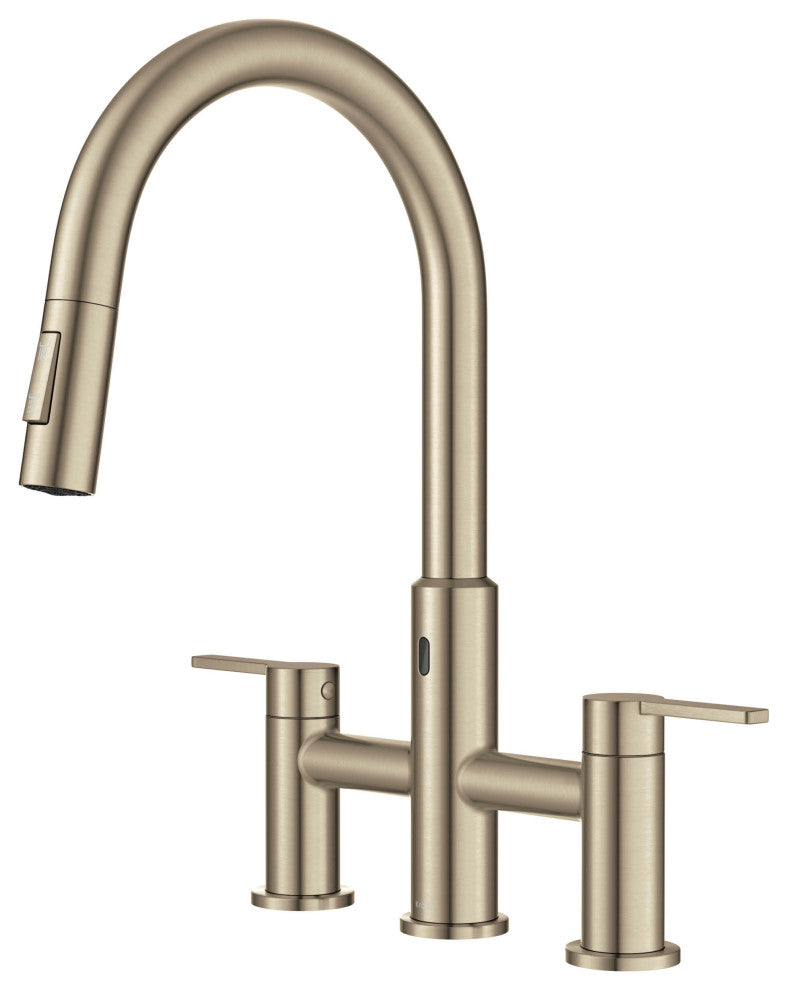 KRAUS Oletto Touchless Sensor Bridge Kitchen Faucet w Pulldown Sprayhead SFACB