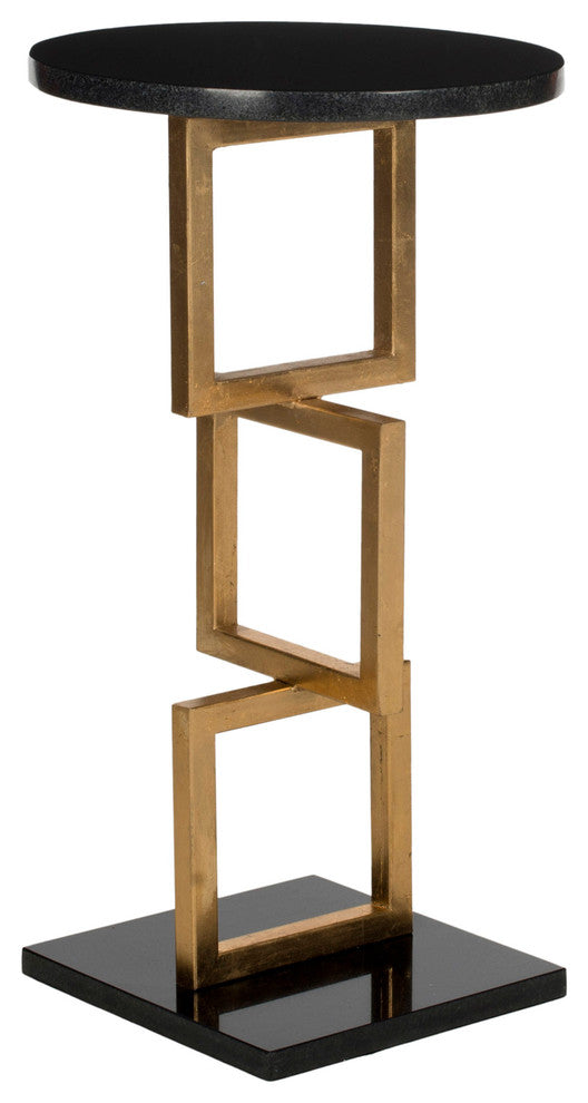 Cassidy Accent Table - Gold, Black Marble Top