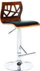 Walnut Wood Bar Stool PU Leather Adjustable Height Swivel