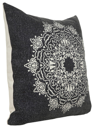 Bohemian Mandala Medallion Throw Pillow, Jet Black, 20" X 20", Poly Fill