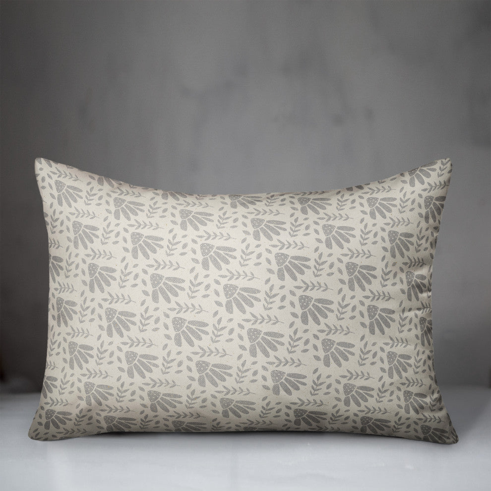 Simple Gray Florals 14x20 Spun Poly Pillow