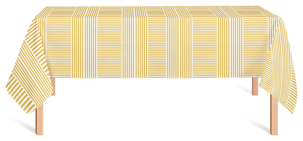 Alternating Stripes Yellow 58x102 Tablecloth