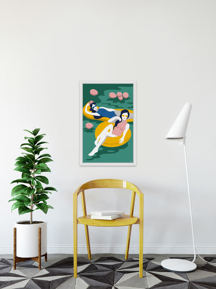 "Floating Girls" Framed Painting Print, 16"x24"