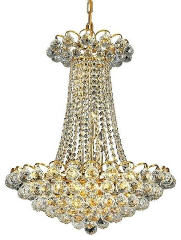 Elegant Godiva Dining Room Light, Gold Finish With Royal Cut Crystal