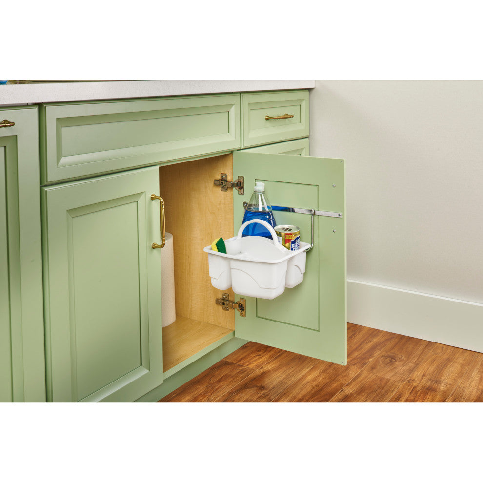 Undersink Door Mount Cleaning Organizer, White, 9.75"Wx9.74"Dx8.26"H
