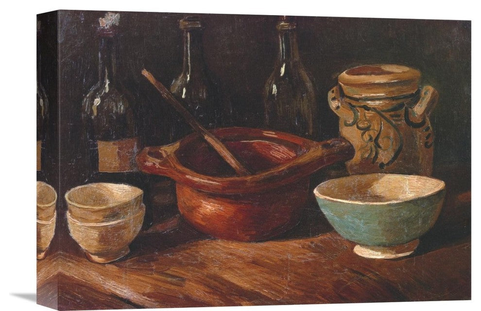 "Still Life Earthenware And Bottles" Canvas Giclee by Vincent Van Gogh, 16"x11"