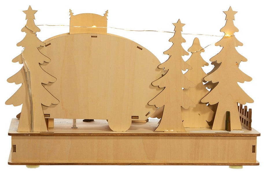 7" Battery-Operated Wooden Light Up Camping Scene