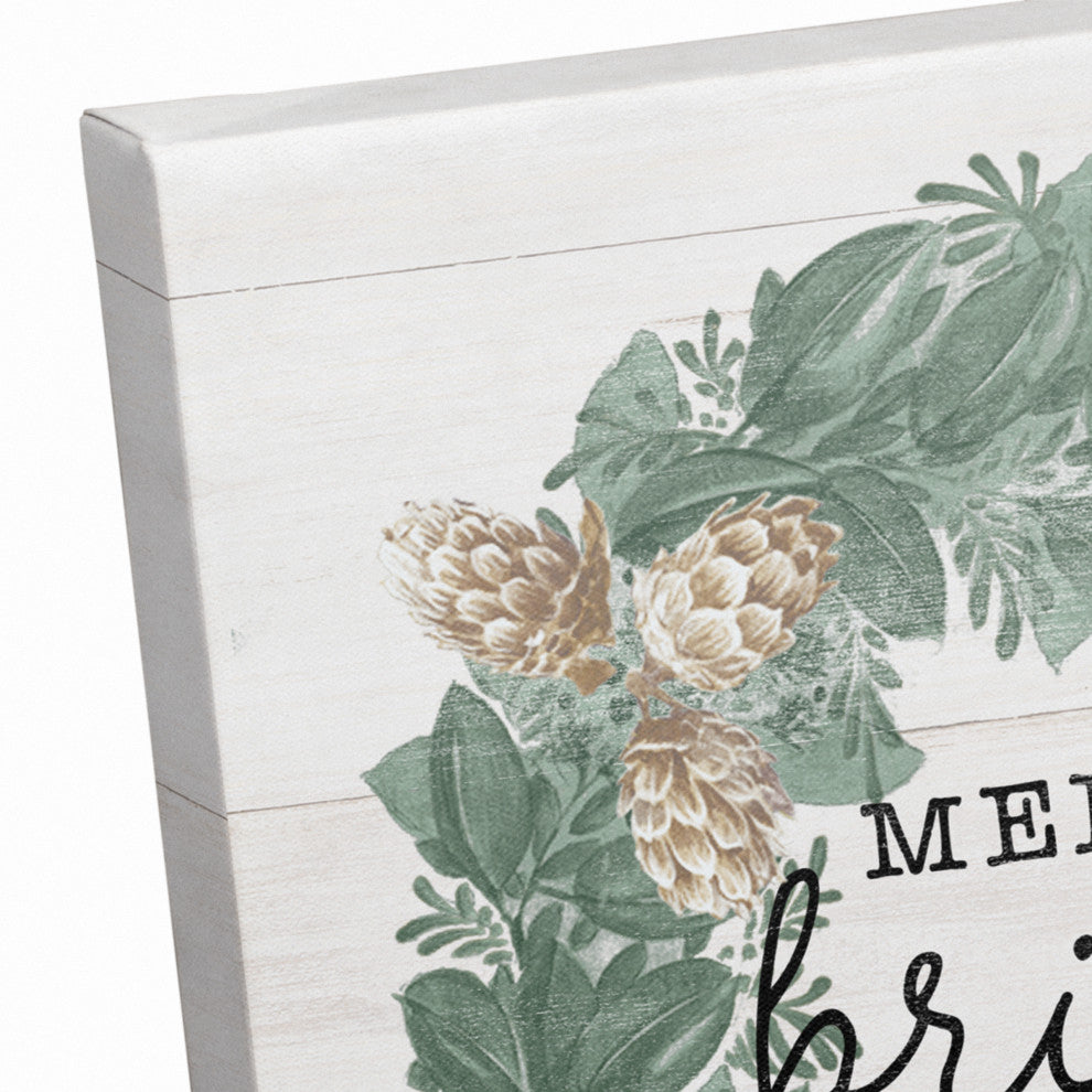 Merry and Bright Wreath 12x12 Canvas Wall Art