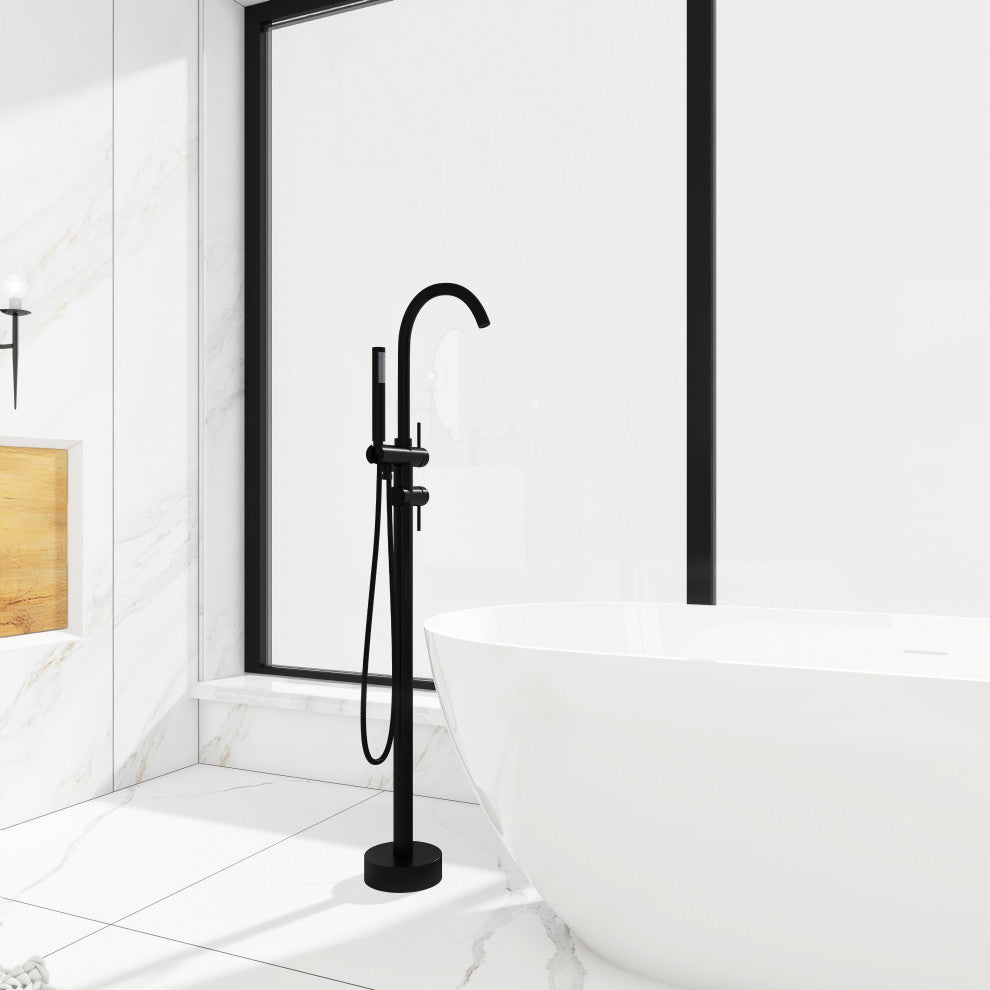 Freestanding Double Handle Clawfoot Tub Faucet, Matte Black