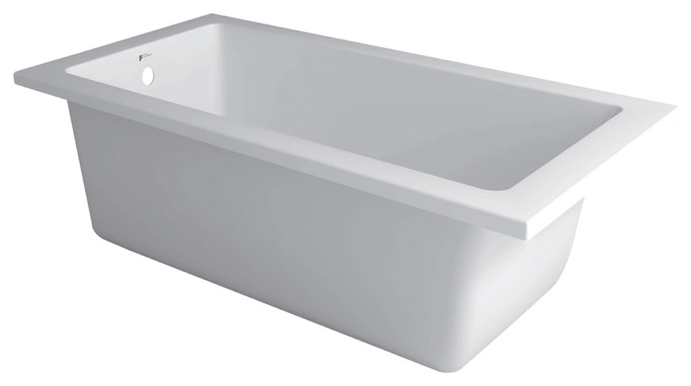 Drop-In White Soaking Bathtub, Fiberglass Acrylic, 54"l X 30"w X 19"h