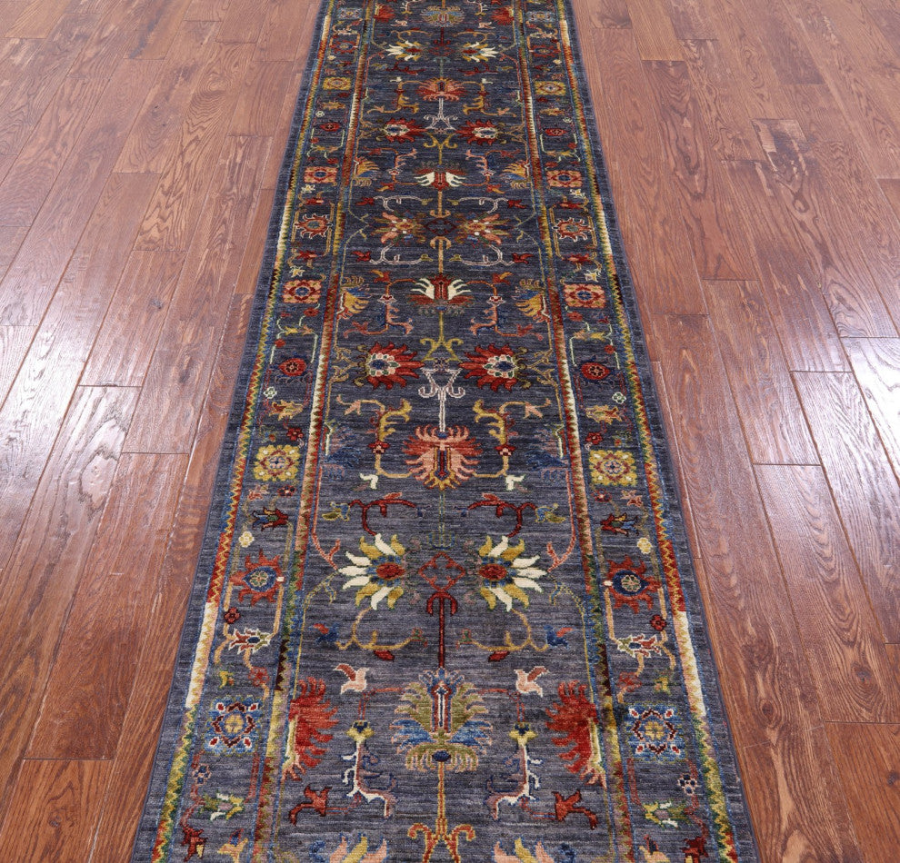2' 8" X 10' 3" Runner Persian Tabriz Hand-Knotted Rug - Q12163
