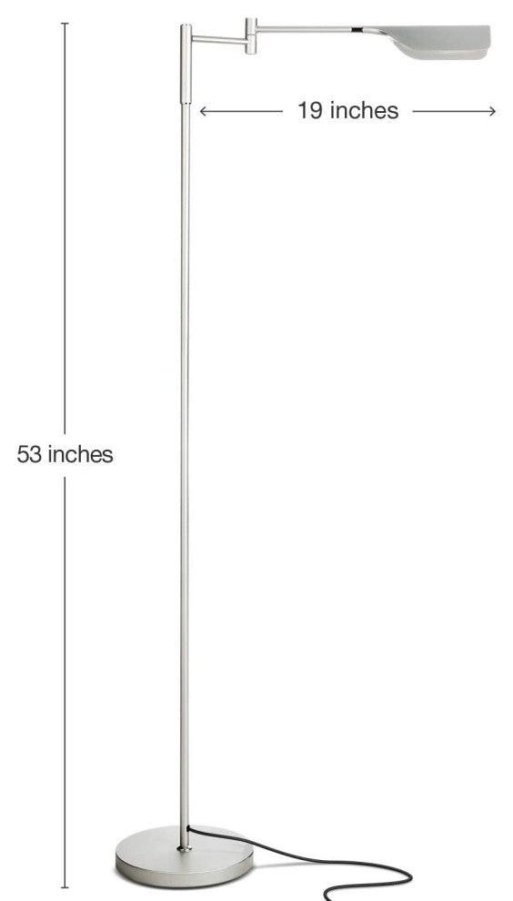 Brightech Leaf - Adjustable Pharmacy LED Floor Lamp for Reading & Crafts, Platin