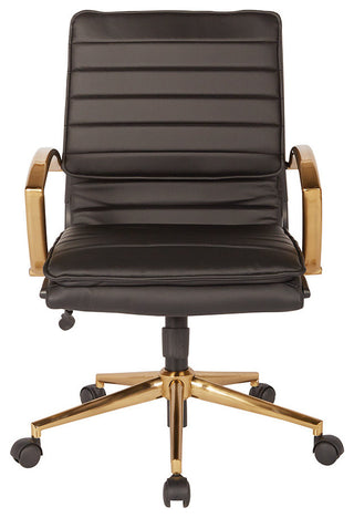 Mid-Back Faux Leather Chair, Black