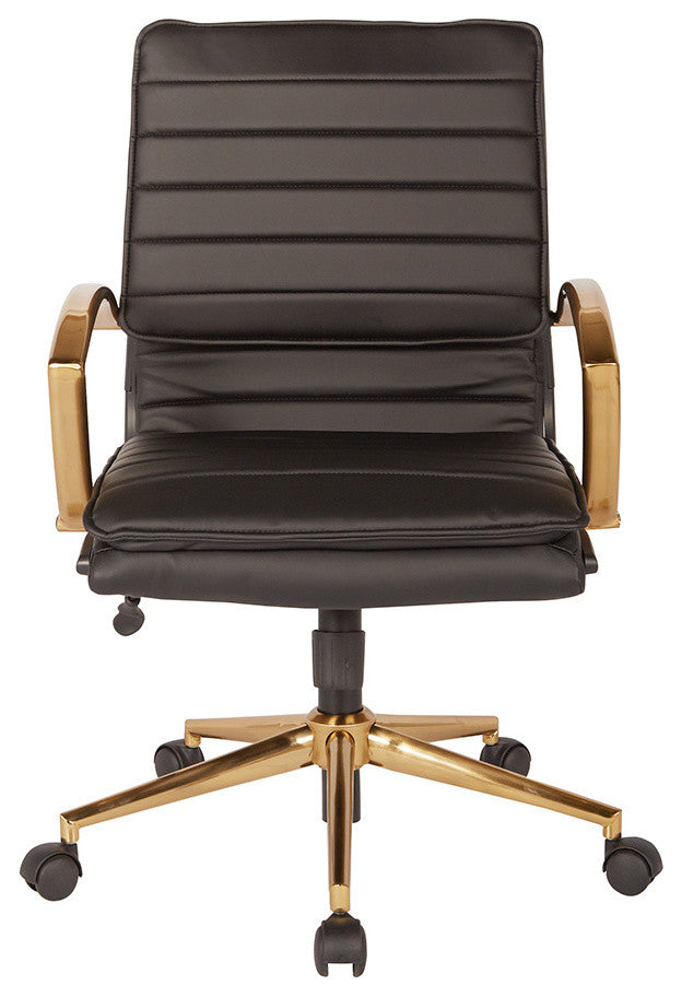 Mid-Back Faux Leather Chair, Black