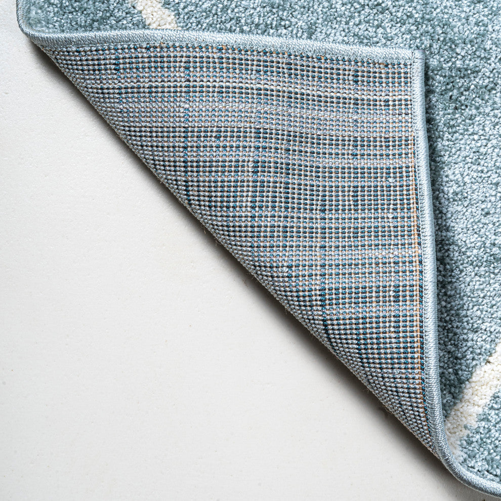 Cole Minimalist Diamond Trellis Light Blue/White 2 ft. x 8 ft. Runner Rug