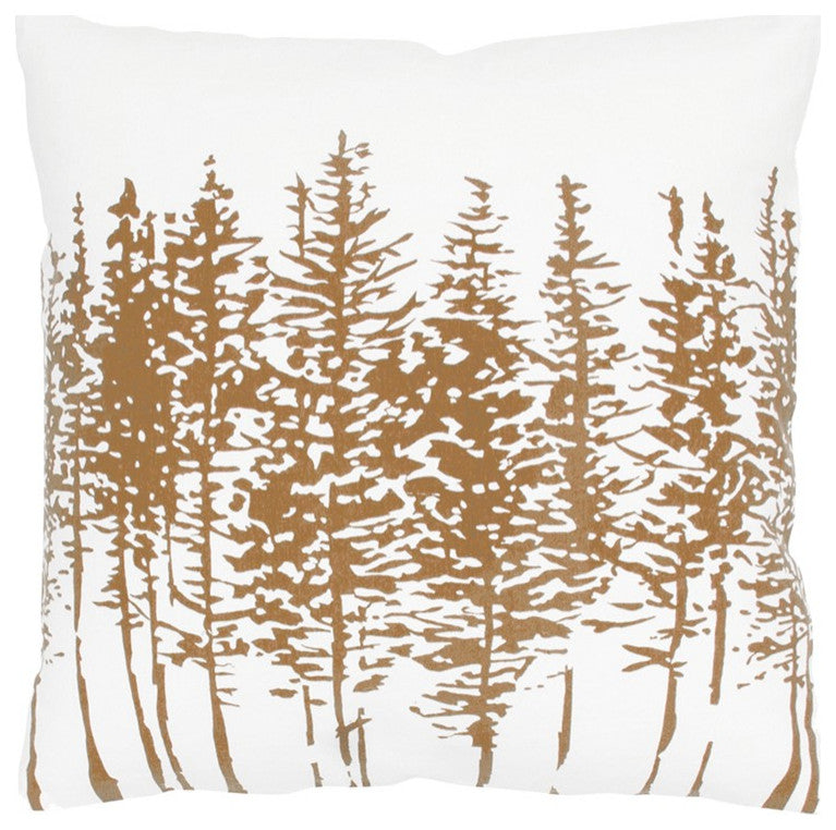 Brown Ivory Grove of Trees Down Throw Pillow