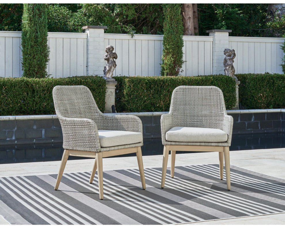 Seton Creek Gray Outdoor Dining Arm Chair, Set of 2