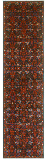 Fine Vintage Distressed Meryem Charcoal/Red Runner, 2'9 x 12'5
