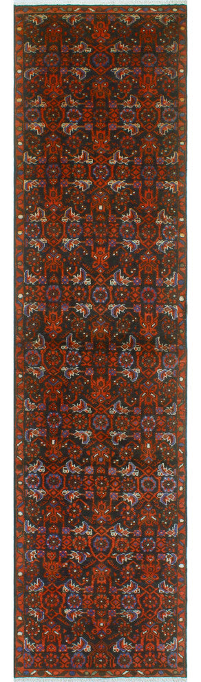 Fine Vintage Distressed Meryem Charcoal/Red Runner, 2'9 x 12'5