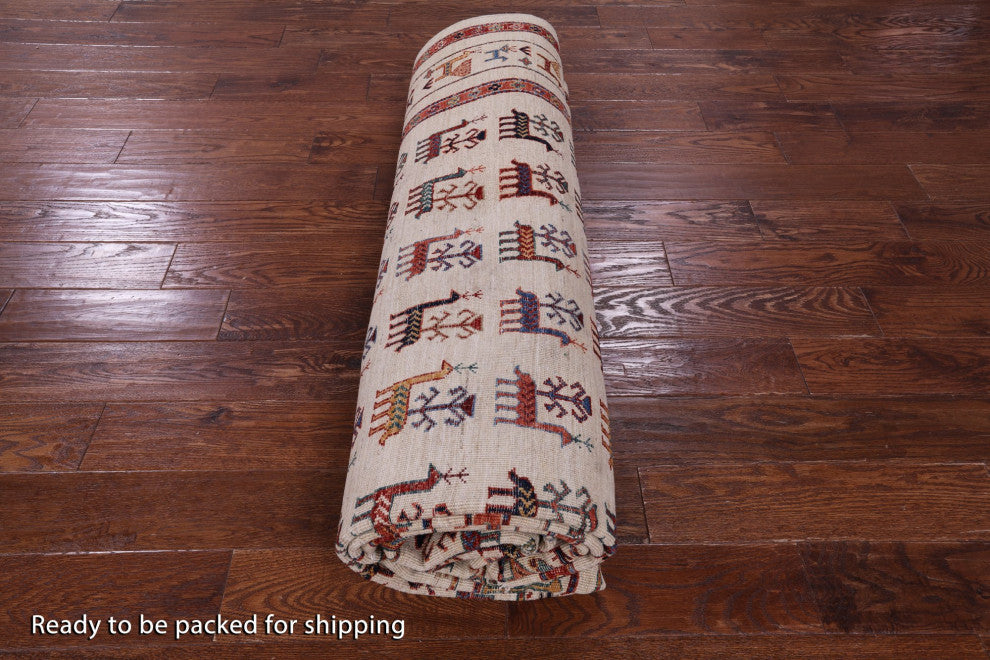 Tribal Persian Gabbeh Hand Knotted Wool Rug 8' 1" X 11' 4" Q11129