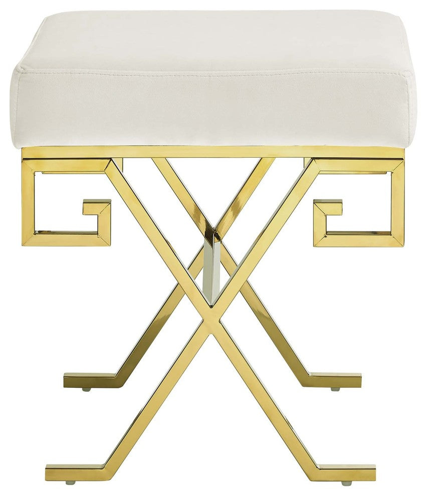 Twist Velvet Bench Gold Ivory