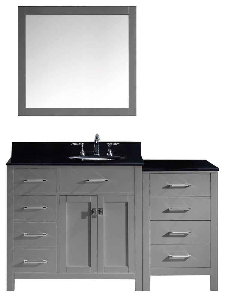 Caroline Parkway Single Bathroom Vanity Set, Gray, Black Galaxy Granite, 57"