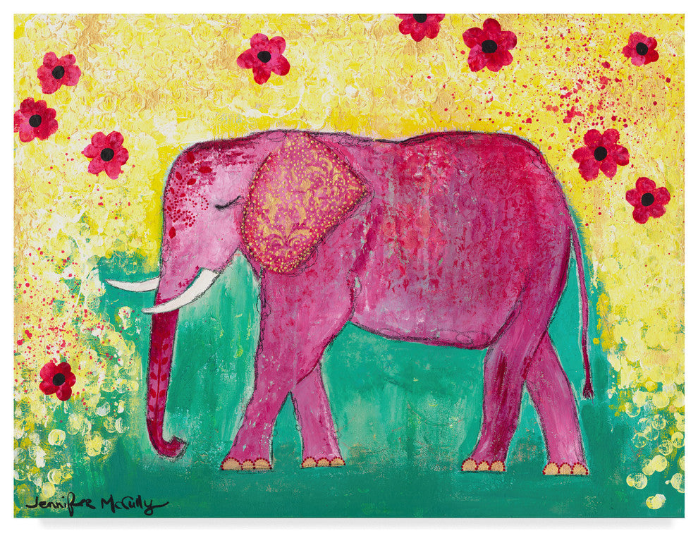 Jennifer Mccully 'Pink Elephant' Canvas Art, 47"x35"