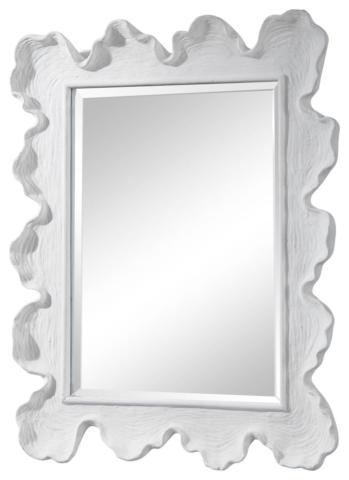 Uttermost Sea Coral Coastal Glass and Resin Mirror in Matte White