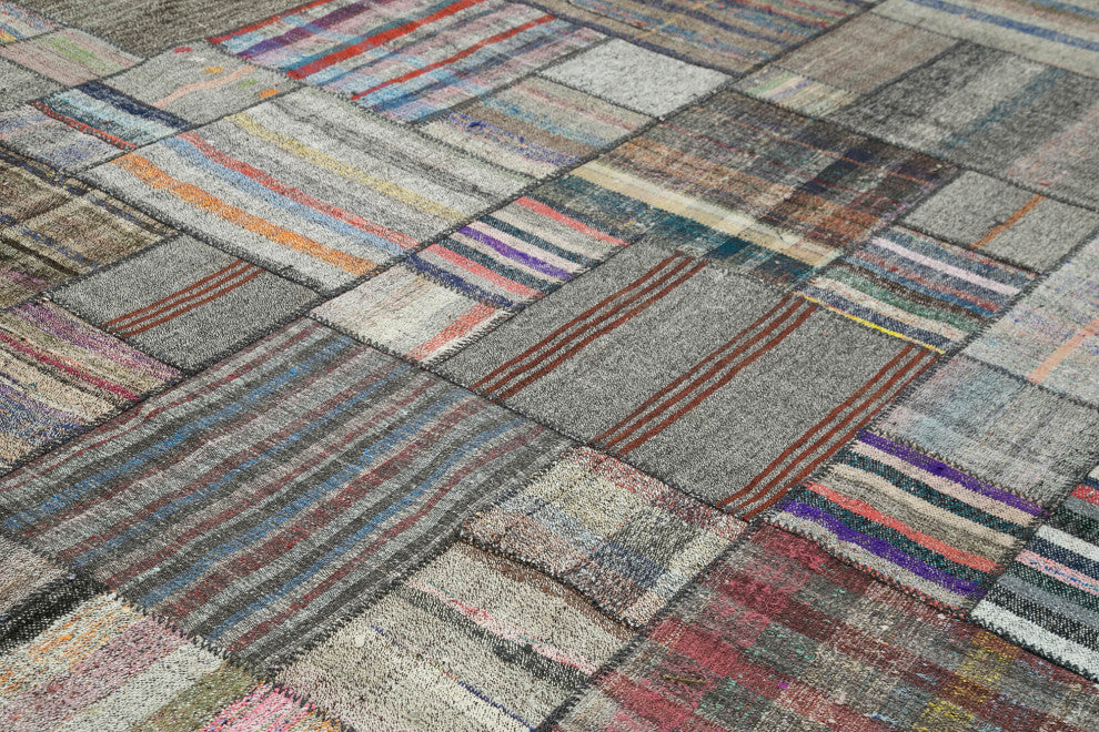 Rug N Carpet - Handmade Oriental 10' 10'' x 13' 7'' Rustic Patchwork Kilim Rug