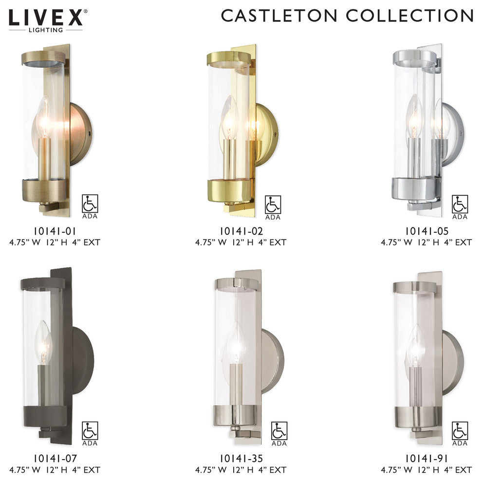 Wall Sconce With Clear Glass, Brushed Nickel