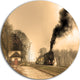 Retro Steam Train, Landscape Photography Disc Metal Wall Art, 23"