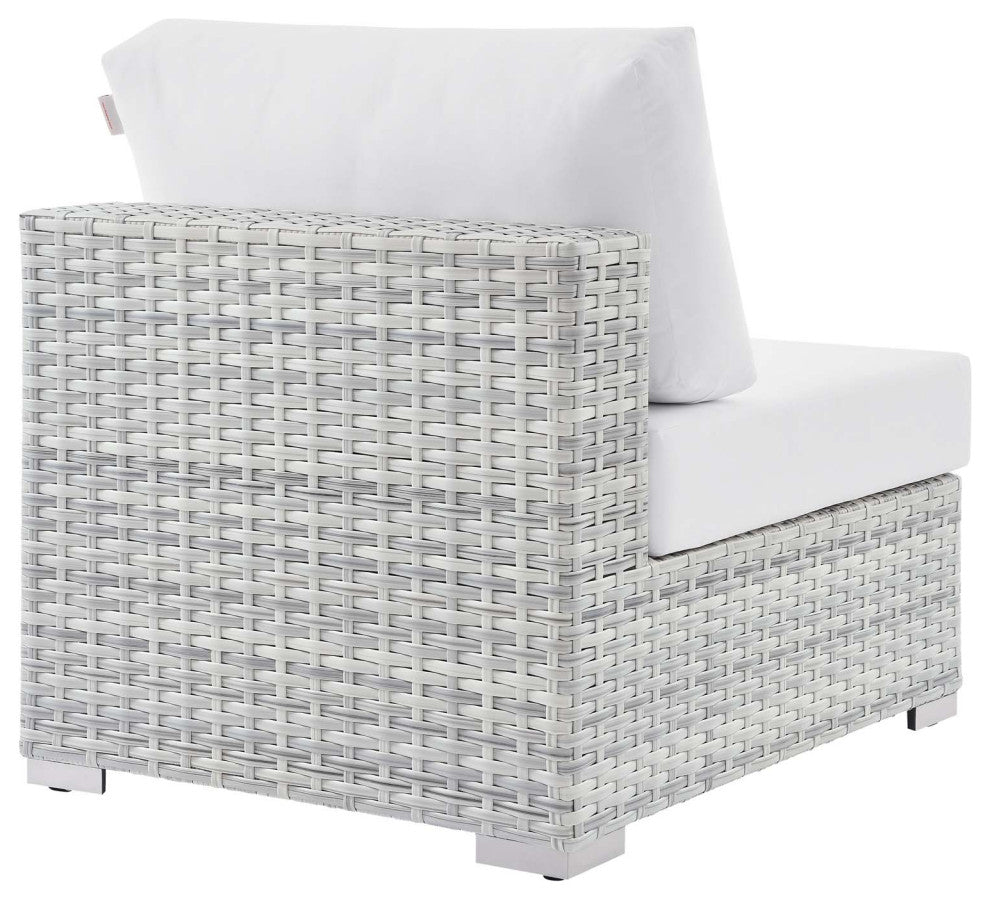 Lounge Sectional Sofa Chair Set, Rattan, Wicker, Gray White, Outdoor