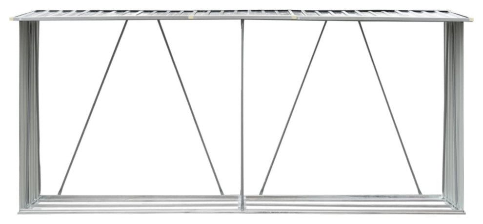 vidaXL Garden Log Storage Shed Galvanized Steel 130"x33"x60" Gray
