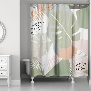 Abstract Tropical Leaves 5 71x74 Shower Curtain