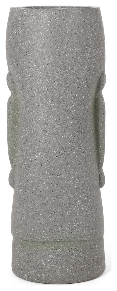 Harrod Outdoor Polynesian Decorative Planter, Stone Gray