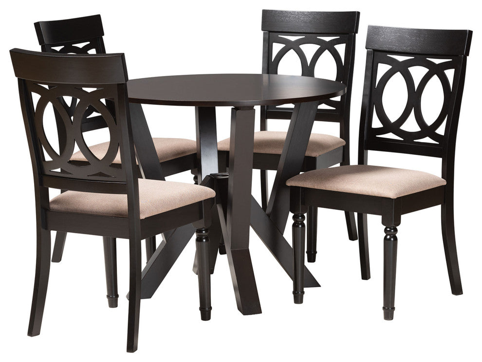 Nala 5-Piece Dining Set, Beige/Dark Brown