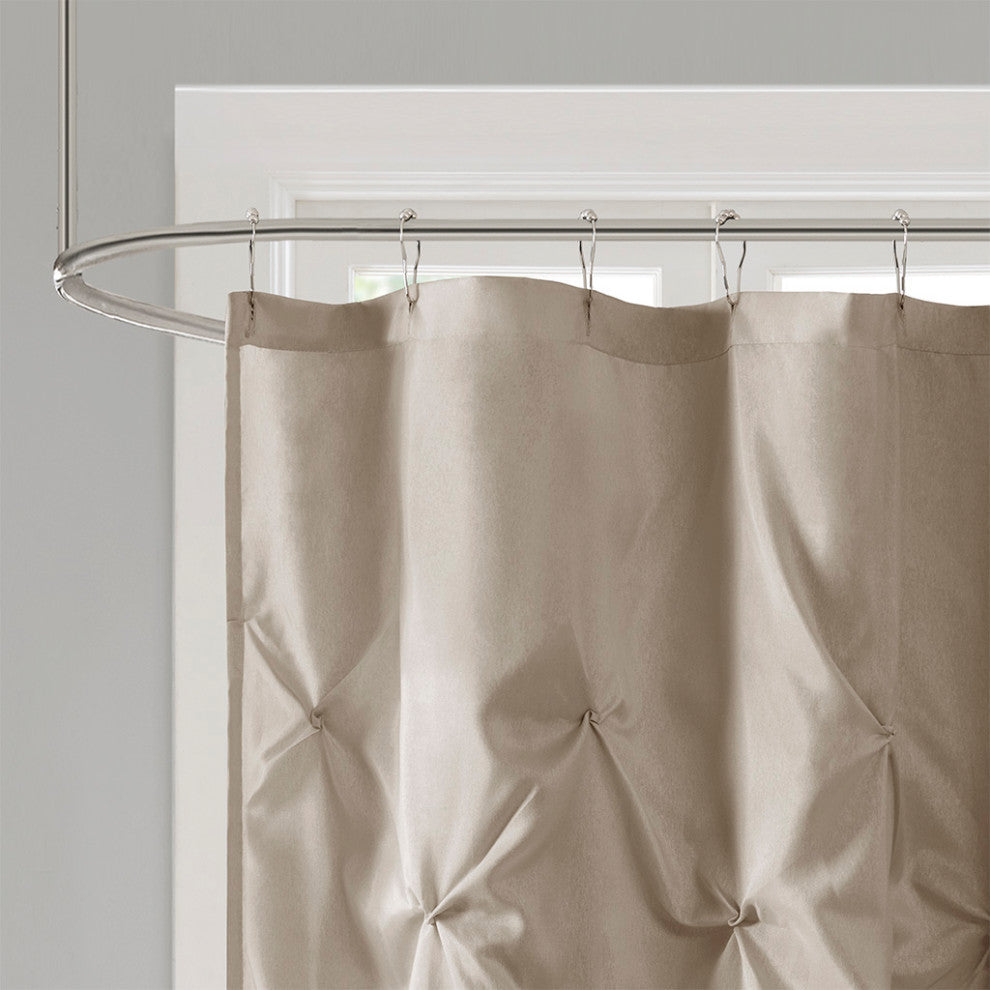 Madison Park Laurel Tufted Semi-Sheer Shower Curtain, Taupe