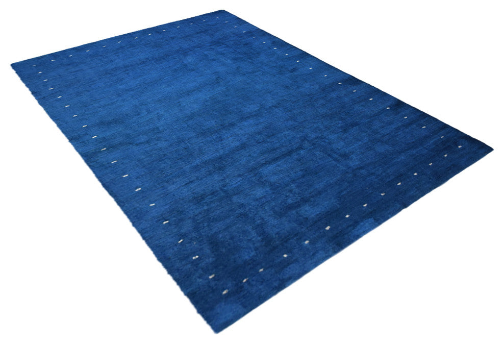 Hand Knotted Loom Silk Mix Area Rug Contemporary Blue