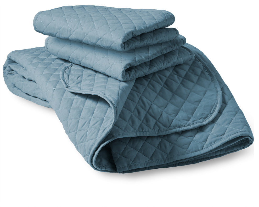 Bare Home Diamond Stitched Coverlet Set, Coronet Blue, Full/Queen