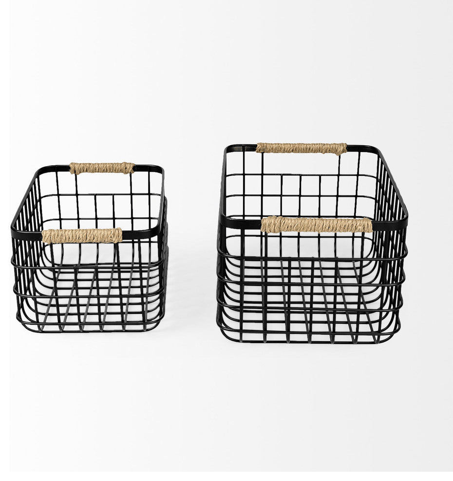 Set of Two Black Metal Baskets