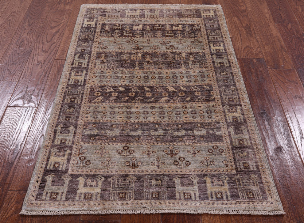 2' 8" X 4' 2" Handmade Tribal Persian Gabbeh Wool Rug Q9644