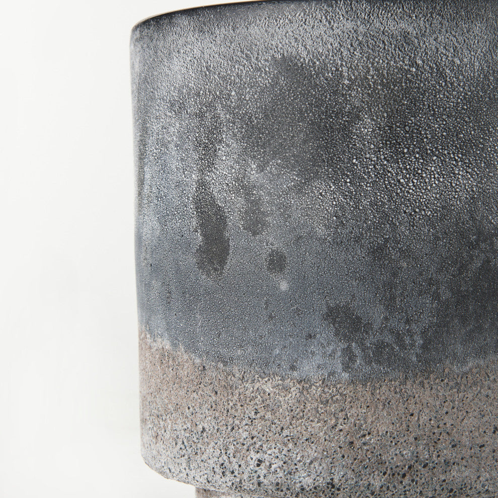 Squally 8.0Lx8.0Wx8.6H Black/Brown Ceramic Ombre Textured Vase