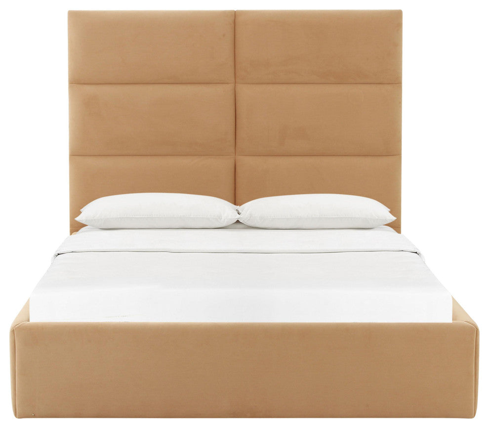 Eliana Honey Velvet King Bed - Honey