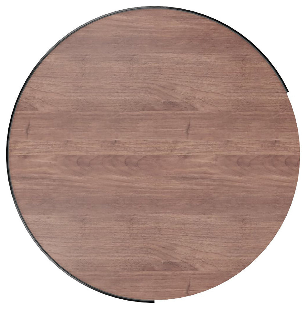36" Contempo Brown and Black Round Wood Tri Leg Coffee Table