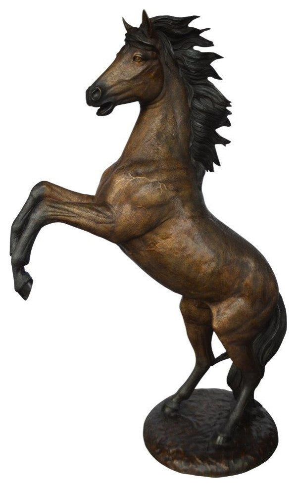 Beautiful stallion horse bronze statue -  Size: 47"L x 28"W x 74"H.