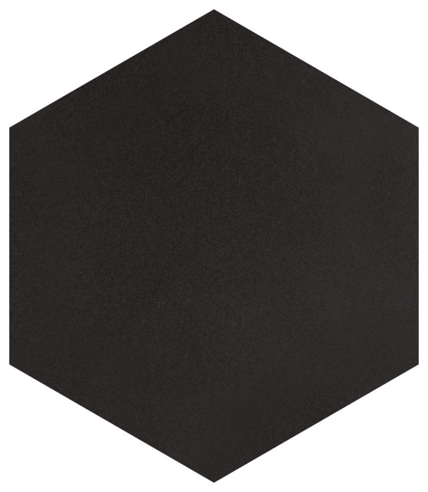 Textile Basic Grand Hex Black Porcelain Floor and Wall Tile Sample