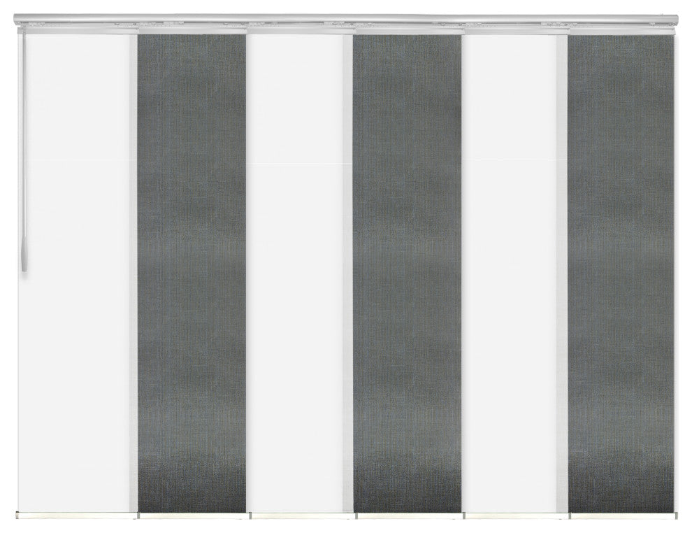 Navajo White-Stormy 6-Panel Track Extendable Vertical Blinds 70-130"x94"