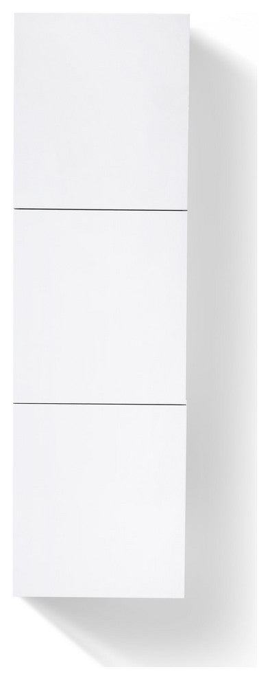 Bliss 18"W x 59"H Linen Side Cabinet, 3 Doors, Gray Oak Finish, High Gloss White