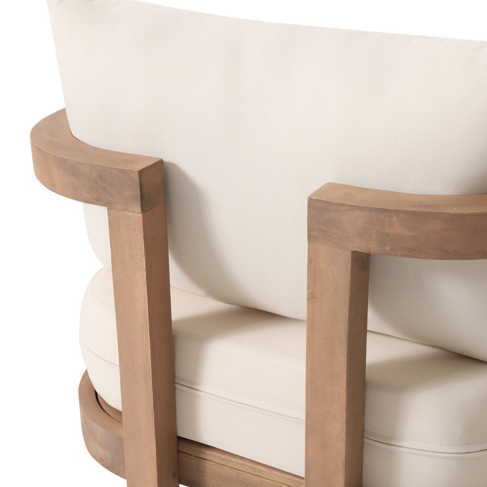 Aston Outdoor Acacia Wood Club Chairs With Cushions, Set of 2
